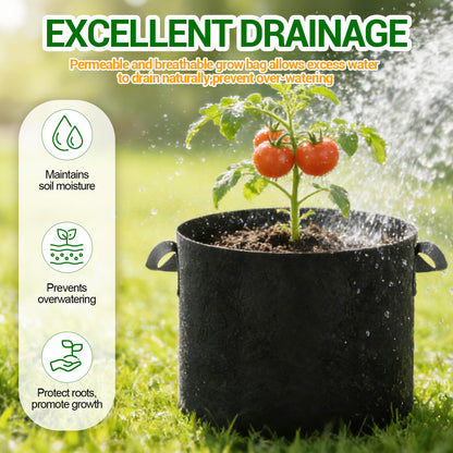 EOKOICA 5-Pack 15 Gallon Grow Bags, Thickened Aeration Fabric Pots with Handles, Heavy Duty Plant Bags for Vegetables, Tomatoes, Potatoes, Fruits & Flowers, Reusable Garden Pots for Plants