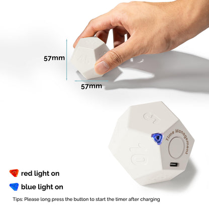 KADAMS Pomodoro Cube Timer Productivity-11 Preset Countdowns, Flip-to-Start Gravity Activation - Sound Vibrate Mute Rechargeable - Ideal for ADHD Kid Kitchen Classroom Cook Study Exercise - White