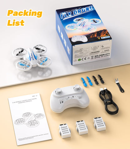 TURN RAISE Mini Drone for Kids & Beginners - RC Quadcopter with Colorful LED Lights, 360° Flips, 3 Batteries 27 Min Flight, 2 Speed Modes, One Key Take Off, Indoor Flying Toy Gift for Boys Girls