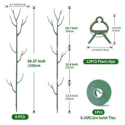 Yhtpouqe 12 Pack Plant Support Stakes, Plant Stakes for Indoor and Outdoor Plants. 39.37inch Plant Sticks with Extension Poles, Plant Clips, Plant Ties for Potted Monstera Plants, Climbing Plants