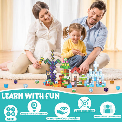 LAYVIC 200PCS Magnetic Building Blocks, Magnet Toys Magnetic Cubes, Magnetic Blocks for Kids Ages 4-8, Stacking Magnet Blocks STEM Building Toys for Toddlers Boys Girls Ages 3 4 5 6 7 8-12 Gifts