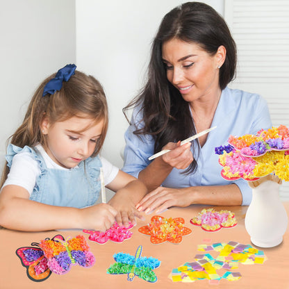 Yrinfay Poke Arts and Crafts kit for Kids, DIY 7 Flowers & 2 Butterflies & 1 Dragonfly, Mess Free Creative Game Toys for Girl 6-8 8-12, Gifts for Boys & Girls Ages 6 7 8 9 10 11 12 Years Old