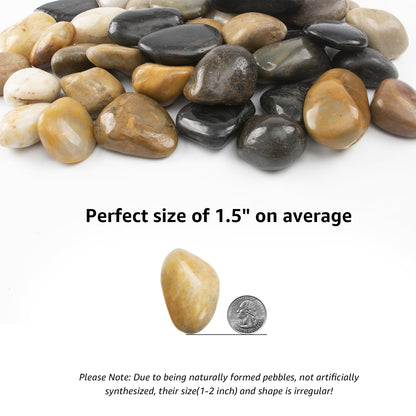 10lbs 1-2 Inch River Rocks, Decorative Mixed Pebbles for Garden Landscaping, Indoor Plants, Fish Tanks, Vases, and Succulents – Ideal for Home Decoration and Outdoor Gardens (Weight : 10 LB, Mixed)