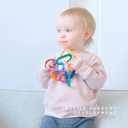 Quark Thiingy Baby Teething Toy - Sensory Toy with BPA-Free Silicone Rings & Baby Rattle - High Temperature Sterilization & Dishwasher Safe - for Newborns, 0-12 Months - Baby Teething Relief Chew Toy