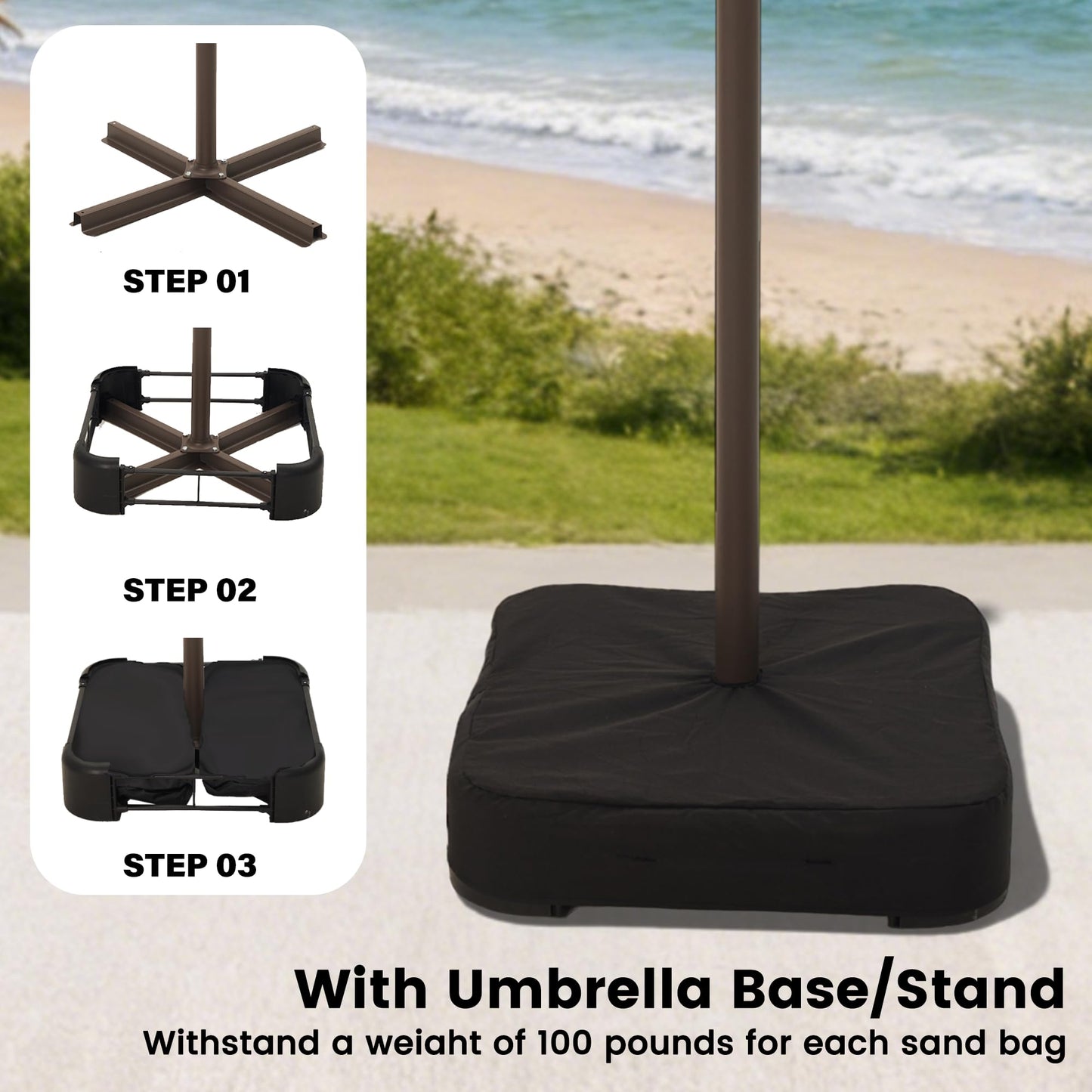 Ayge 15FT Patio Umbrella with Base,Large Outdoor Double-Sided Rectangle Umbrella with Crank Handle, Market Umbrella for Poolside Garden Deck Backyard Beach Pools,Yellow