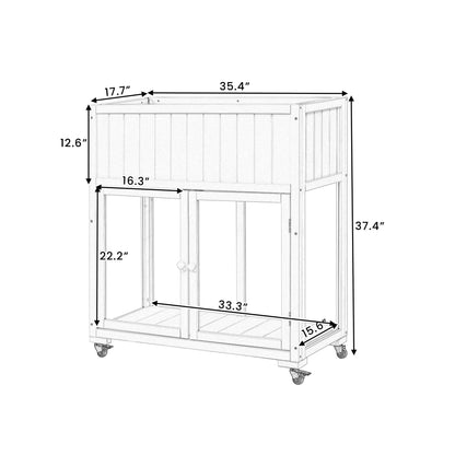 Merax 35.4''x17.7''x37.4'' Raised Garden Bed, Compact 2 Doors Garden Greenhouse with Wheels, Mini Wood Cold Frame Planter Box Stand for Backyard, Patio, Balcony w/Bed Liner,Black