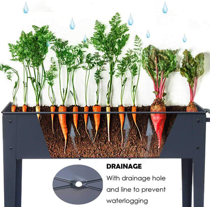 VEOAY Piksedo Raised Garden Bed, Elevated Planter Metal Plant Box with Wheels with Legs Standing Garden Stand Drainage Holes Frosted Black
