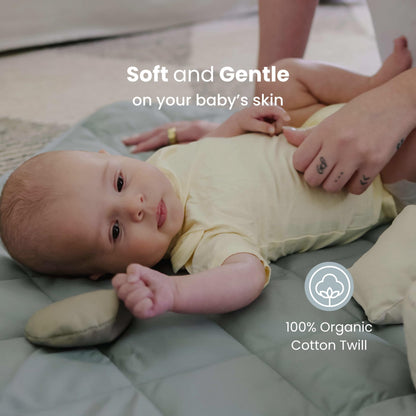 Snuggle Me® 2-in-1 Baby Play Mat - 100% Organic Cotton Baby Mat for Floor Play, Quilted, Foldable Playmat with Matching Tote Bag Included, Safety Certified & Machine Washable (37" x 37") - Slate