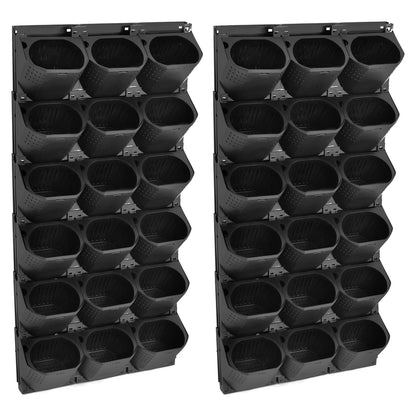 Okasiki 36-Pot Vertical Wall Planter, Self-Watering Stackable Planters for Indoor & Outdoor Use, Perfect for Herbs, Flowers & Vegetables (Black)