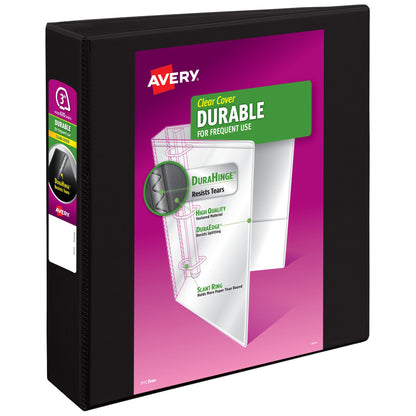 Avery Durable View 3 Ring Binder, 3 Inch Slant Rings, 635 Sheet Capacity, Black, Holds 8.5 x 11 Paper, 3.5" Wide Spine, DuraHinge for Organizing Reports & Projects (17041)
