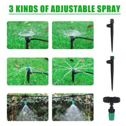 NRWRTY Leak-Proof Drip Irrigation Kit,Quick Connect Irrigation System, Lock Barbed Garden Watering System with 1/4 inch 1/2 inch Irrigation Tubing Hose for Garden,Raised Garden Bed, Lawn