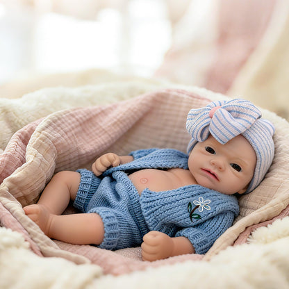 Gileutay 12 Inch Life Like Silicone Baby Doll Girl with Open Mouth Realistic Full Body Silicone Reborn Baby