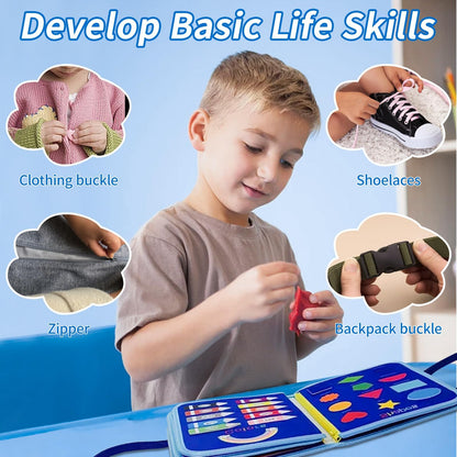 Soupost Toddler Busy Board-Montessori Toys for Boy Girl Birthday Gift, Sensory Learning Toys for Toddlers Busy Book, Airplane Car Travel Activities Toy,Learn Fine Motor Skills