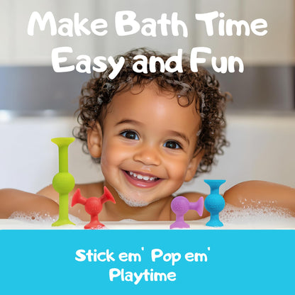 Silly Suckers Suction Toy Set - Educational Baby Bath Toys - Sensory Montessori Building Game - Toddler Bath Toys - Interactive, Creative Suction Construction Toys for Kids 100% BPA-Free & Latex-Free
