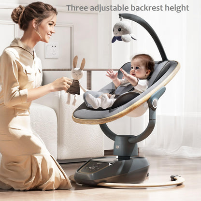 Trimigo Baby Swing for Infant to Toddler, 180° Adjustable 3D Electric Baby Swing, Remote,5-Modes,4-Speed,3-Seat Height, 8 Melody, Newborn Swing,Infant Swing for Babies 0-12 Month (Girl and Boy)