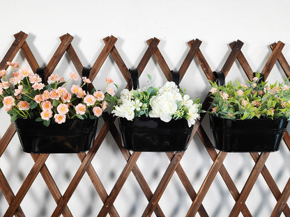 Joyfernal 8 Pack Metal Hanging Planter for Outdoor Plants, 10 Inch Black Fence Planters Railing Pots for Garden Patio Balcony Decor, Flower Bucket with Detachable Hooks (Black, 8Pcs)