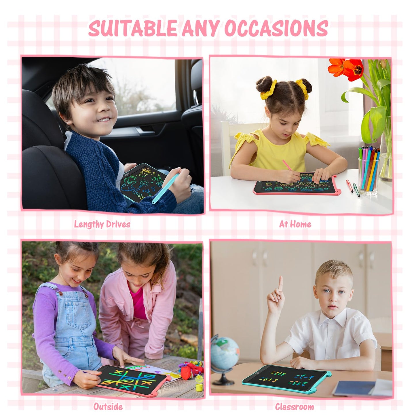 EooCoo Toddler Toys, LCD Writing Tablet for Kids 2 Pack, Toddler Travel Essentials Drawing Pad, Mess Free Coloring Books, Road Trip Activities, Age 3-5 Girls Boys Gifts - 8.5 Inch