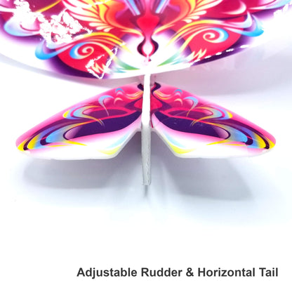 Self Flying eBird Pink Butterfly - Electronic Flying Bird Drone Toy. Adjust The Rudder to Make The Flapping Wings Bird Fly Forward and Back to You. 3 Flying Models! No Remote Control Needed