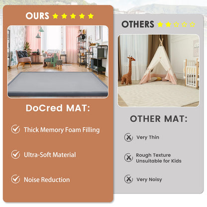Baby Play Mat for Floor - 1.4" Thick Memory Foam Rug, 70"x59" Playpen Tummy Time Mat, Soft Velvet Nursery Rug, Large Padded Crawling Mats, Cushioned Pads for Playroom Toddlers, Infants, Yoga, Tatami