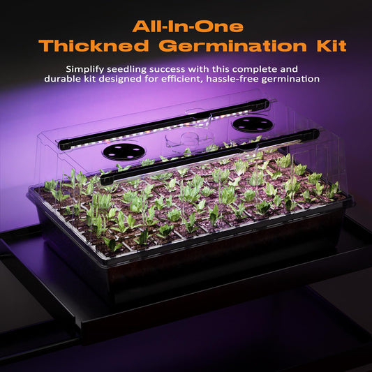 Patigrow 120-Cell Self-Watering Seed Starter Tray with Grow Light, Seed Starter Kit with 4.07” Humidity Dome, Indoor Seedling Starter Tray, Seed Starting Trays for Plant Germination, Seeds Growing