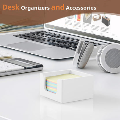 CMLKLZD Sticky Note Holder, Sticky Note Dispenser for Office Desk Accessories, Self Stick Note Pad Holder, Memo Pad Holder Dispenser Organizer for School Office Desk Supplies, White