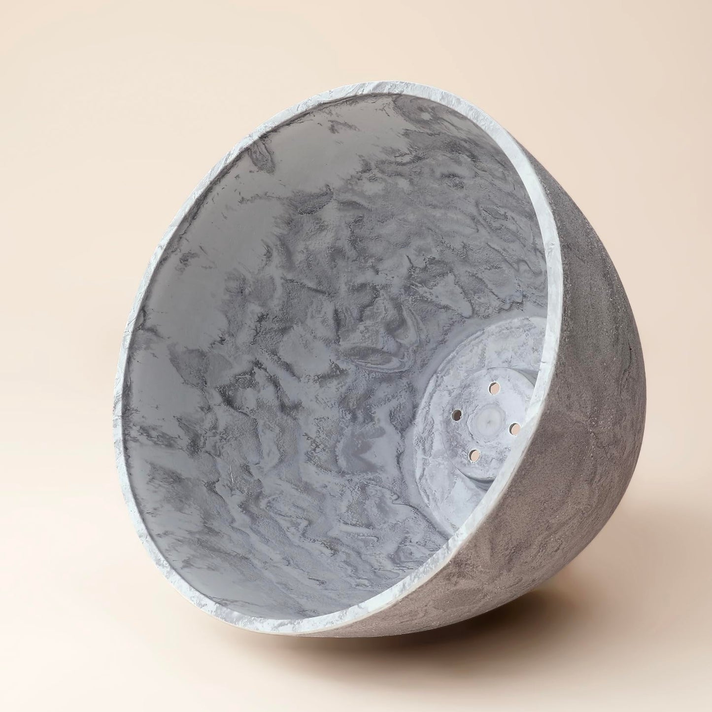 LA JOLIE MUSE Flower Pots Outdoor Garden Planters, Indoor Plant Pots with Drainage Holes, Plastic, Marble Pattern Grey, Set 2 (11.3 + 11.3 Inch)
