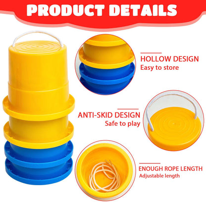 8 Pair Balancing Stilts for Kids and 1 Hopscotch Ring Game Set Thickened Walking Bucket with Adjustable Rope Hop Scotch Kid Balance Coordination Toy Indoor Outdoor Birthday Playground Game Party Favor