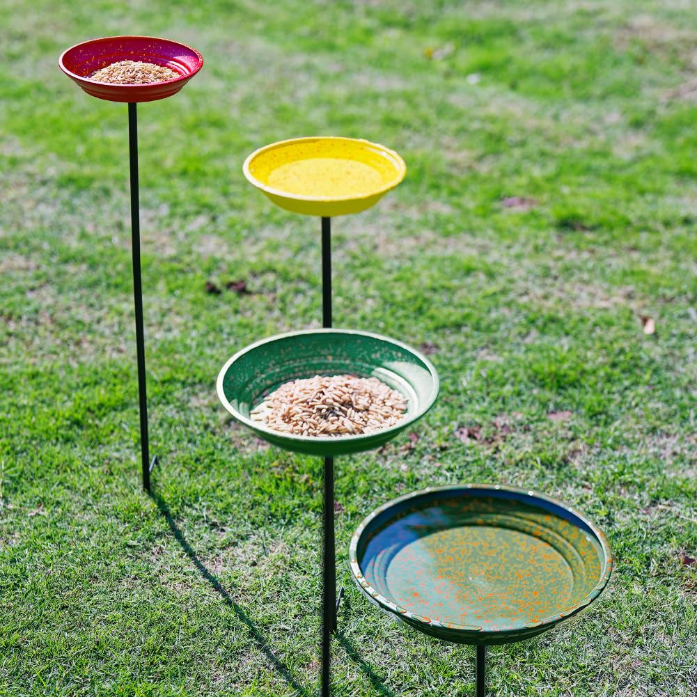 dreamysoul 4 Pack Bee Watering Station, Metal Bee and Butterfly Feeders with Metal Stake, Bee Butterfly and Bird Bath for Outdoor Garden Yard Lawn Decor