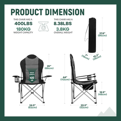 OUTSIDER Folding Camping Chair for Adults Heavy Duty – Supports 400 lbs, Portable Outdoor Chair with Cup Holder, Side Pocket & Large Rear Storage Bag, Lightweight Lawn Chair for Camping (Style-4, 1)