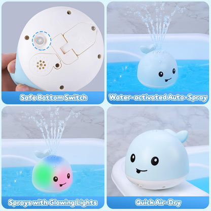 Baby Bath Toys for Kids Ages 1-3, Pool Water Toys for Baby 1 2 3 Year Boy Girl, Whale Bath Toy Sprinkler Light up Bath Toys for Babies 6-12 Months, Toddlers Bathtub Toys Baby Birthday Gifts