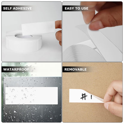 White Rectangle Stickers 3 x 1 Inch Color Coding Labels Vinyl Roll Self-Adhesive Waterproof Removable 500 PCS