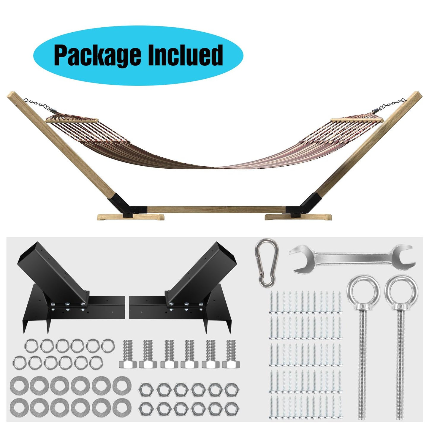 TOPTGO Hammock Stand Bracket, Heavy Duty DIY Hammock Bracket Kits Fit for 4" x 4" (Actual 3.5" x 3.5") Lumber /Wood Posts, 500 LBS Capacity, Black Powder Coated-2PACK