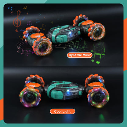 QPOU Gesture Sensing RC Stunt Car for Kids - 2.4Ghz Remote & Hand-Controlled Toy, Birthday Gifts for Boys 6 7 8 9 10 11 12 Year Old, Twist Off-Road Vehicle with Lights & Music