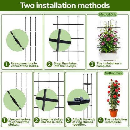 2 Pack Garden Trellis, 47" Trellis for Potted Plants, Tomato Cages, Plant Cages & Supports for Vines Crop, Plant Trellis for Climbing Plants Indoor Outdoor,Flower, Vines, Vegetable, Pots