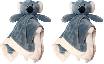 Baberoo Lovey Security Blanket 12 inch Square Stuffed Animal Baby Blankie for Girls or Boys (Koala) (Pack of 2)