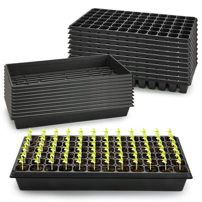RooTrimmer 10 Pack 1020 Trays No Holes and 10 Pack 72 Cell Seed Starter Tray, 20" x 10" - Heavy Duty Reusable Plastic Seed Starter Kit for Microgreens, Seed Germination & Plant Propagation (10 Sets)