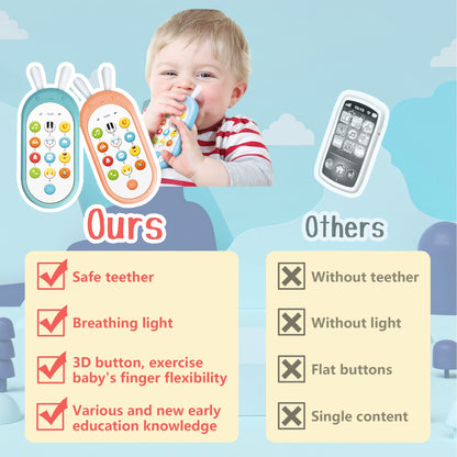 Richgv Baby Cell Phone Toy - Sensory Learning Toys with 12 Functions, Light & Multi Sound Effects, Teething Toys for Babies & Infant 6 to 12 Months Boy Xmas Gifts Stocking Stuffers
