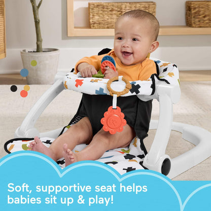 Fisher-Price Portable Baby Chair, Cute Cow Sit-Me-Up Floor Seat with BPA-Free Teether & Clacker Newborn Developmental Toys