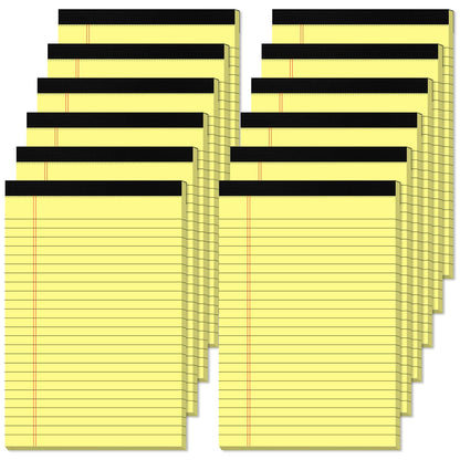 5" x 8" Yellow Legal Pads Writing Pads 12 Pack of Notepad 80gsm Paper Small College Ruled Note Pads Perforated Memo Pads 30 Sheets Yellow Paper Pad