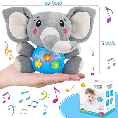 daboot Plush Musical Baby Toys，Cute Elephant Toys for 3-6-12 Months Boys & Girls, Cute Stuffed Animal Infants Baby Toy， Elephant Baby Stuff，Toys for Infants 0-6 Months