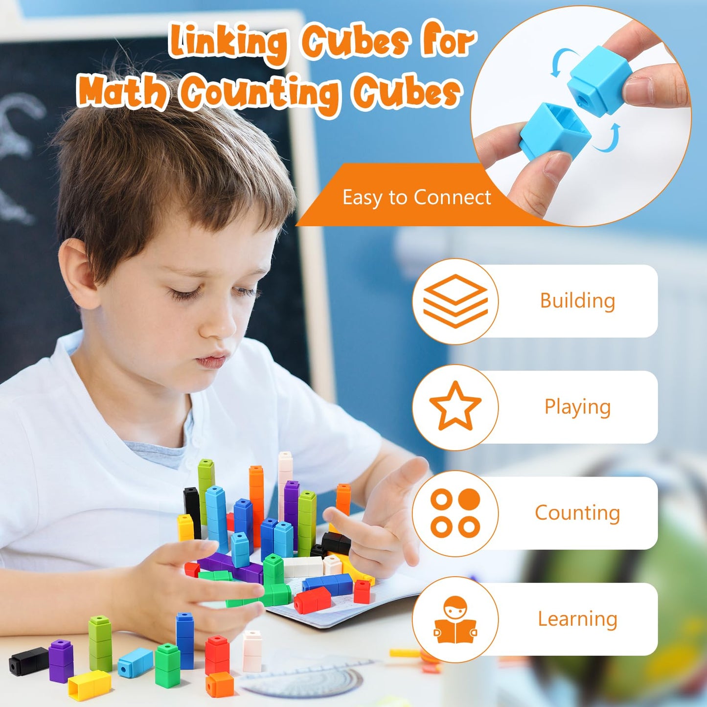 200 Pcs Red Linking Cubes for Math Counting Cubes Manipulatives Plastic Counting Block Manipulative Classroom Learning Supplies for Educational Preschool Activities Boy Girl (Red)