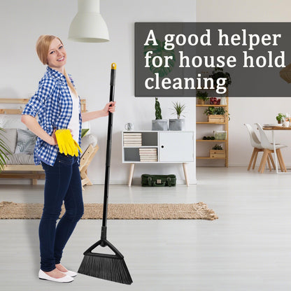 SZJYHQY 4PCS Heavy Duty Broom, Broom for Sweeeping Indoor and Outdoor, Angle Broom with Long Pole, Outdoor Broom for Courtyard/Garages/Slidewalk, Indoor Broom for Kitchen Lobby Canteen Black