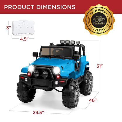 Best Choice Products Jumbo 12V Kids Electric Vehicle Toy Ride On Car with Parent Remote Control for Toddlers, Seat Harness, 65 lb Weight Capacity, Spring Suspension, 3.7 MPH Max Speed - Light Blue