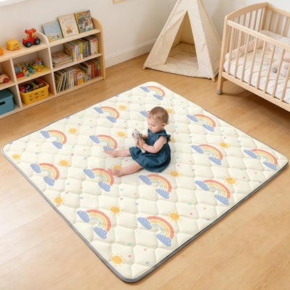 Deeteck 74" x 50" Playpen Mat - Thicken & Soft Baby Play Mats for Floor - Foam Playmats for Babies and Toddlers - Foldable & Washable Baby Activity Mat for Tummy Time & Crawling Non-Slip, Rainbow