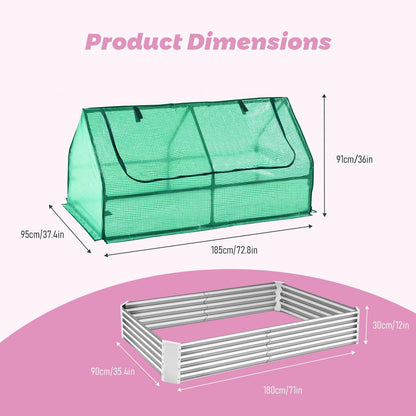 Galvanized Greenhouse, 6x3x1ft Planter Bottomless Box,Reinforced Frame Raised Garden Bed with Ventilation Windows, Greenhouses for Outdoor Plants Vegetable Gardening (Green)