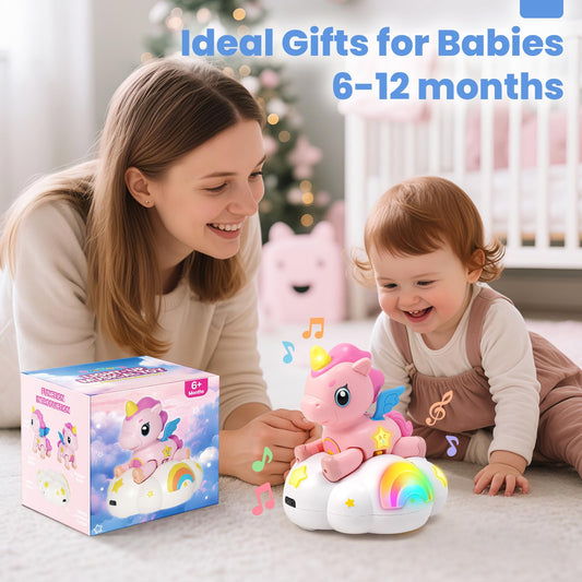 Duchong Baby Toy 6-12 Months, Toys for 1 Year Old Girl, Crawling Musical Unicorn Toys for Walking Toddler, 1st Birthday Christmas Girls Gift
