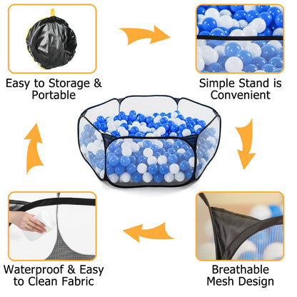 STARBOLO Kids Ball Pit Play Tent, Children Ball Pit Tent Foldable Ball Pits for Toddlers Ball Pool Crawl Fence Indoor Outdoor for Boys Girls,Balls Not Included (Black)