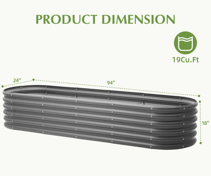 DDK Galvanized Raised Garden Bed, Outdoor Planter Bed, 8x2x1.5ft Metal Planter Box for Gardening and Planting,GD