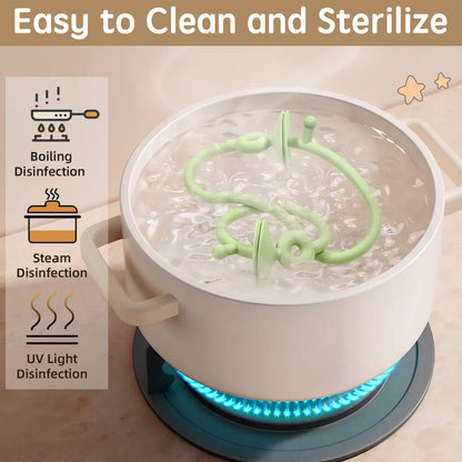 Baby Sensory High Chair Suction Toys for Infant Toddlers 12 18 Months, Food Grade Silicone String with Oak Loop Montessori Educational Parent-Child Baby Bath Toy Gift for Birthday (Green)