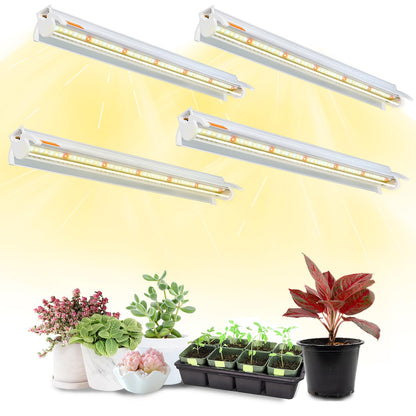 Plant Lights for Indoor Growing Seedlings - 16 in Long, 4-Count (10W x4) Full Spectrum T5 Grow Light Bars for Seed Starting, 4000K White LED Grow Lamp w/Reflectors for Shelf/Rack
